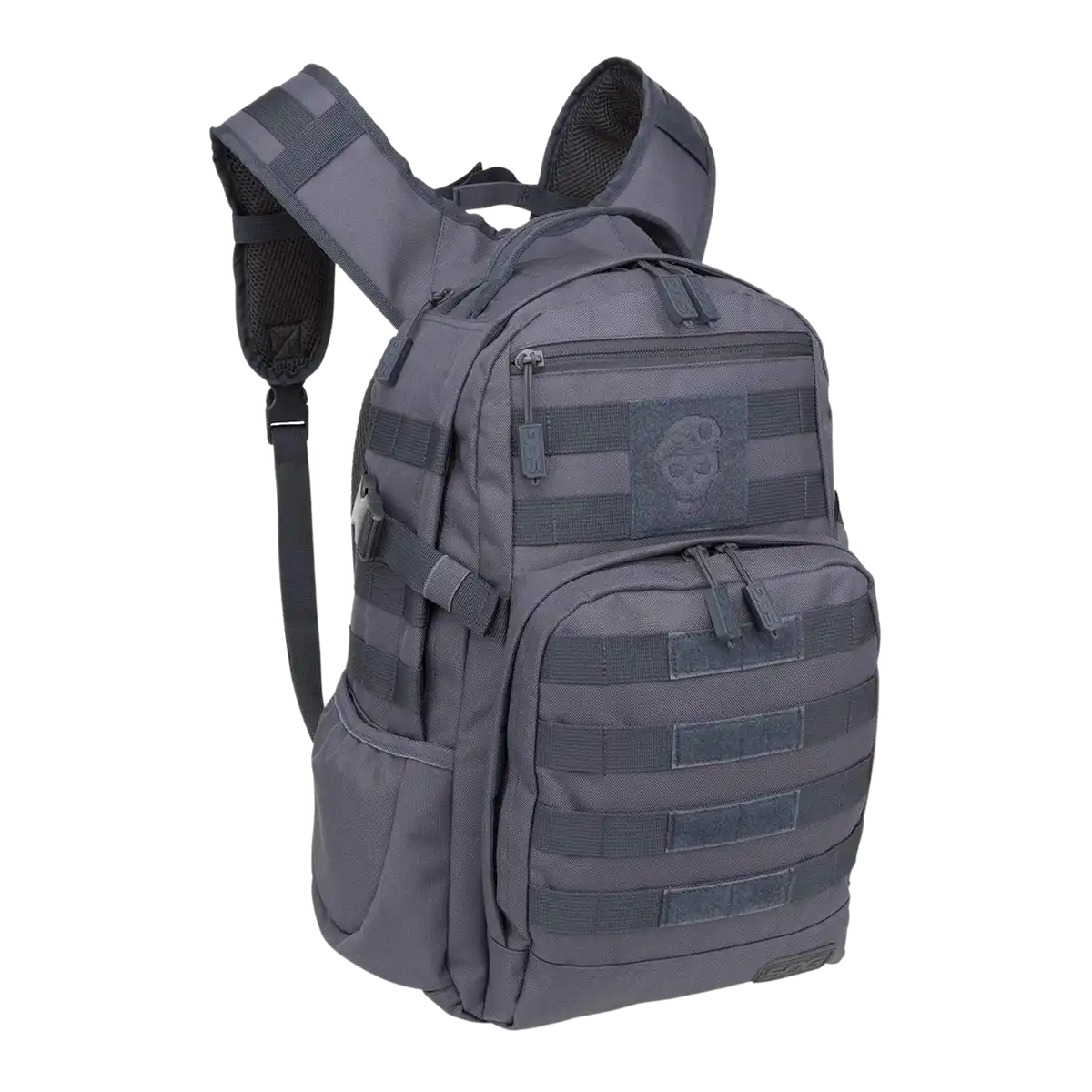 A prominent photograph of a tactical backpack—the model 'Ninja Daypack' by the company SOG in the dark grey color